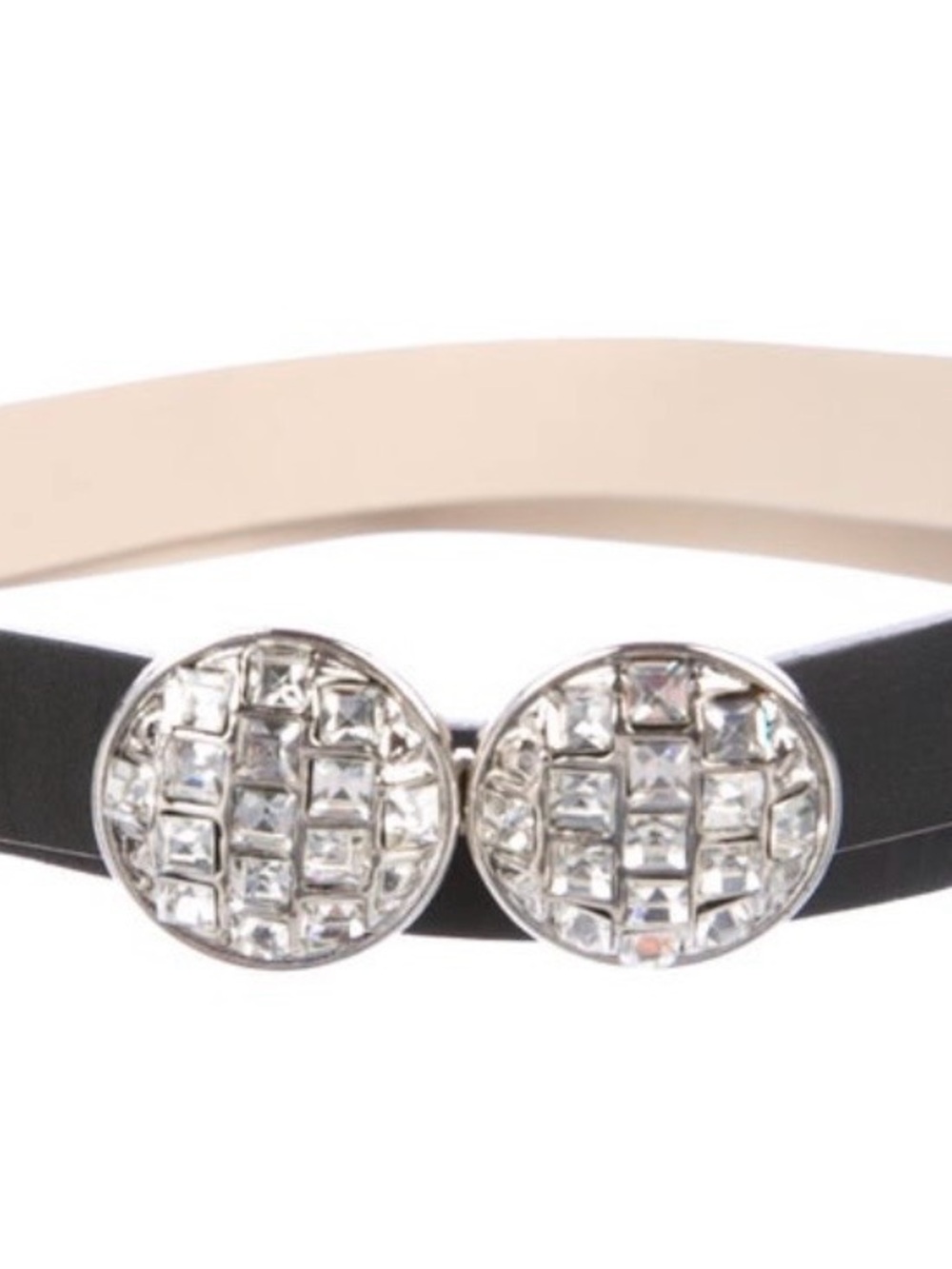 Kate Spade New York Round Circle loop Belt Leather black crystals Disco Ball